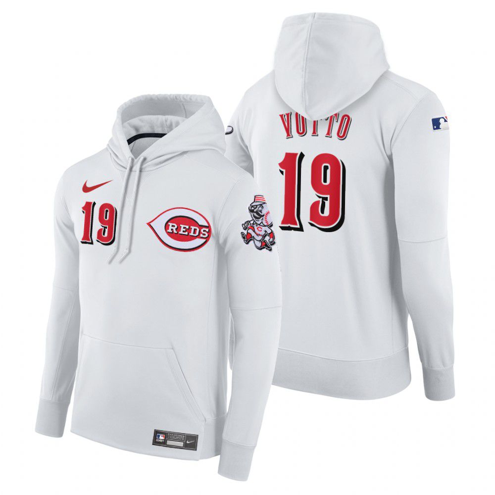 Men Cincinnati Reds #19 votto white home hoodie 2021 MLB Nike Jerseys